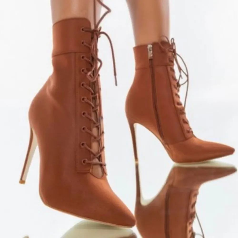 LILIANA HIGH HEEL STILETTO LACE-UP POINTED TOE WOMEN'S BOOT